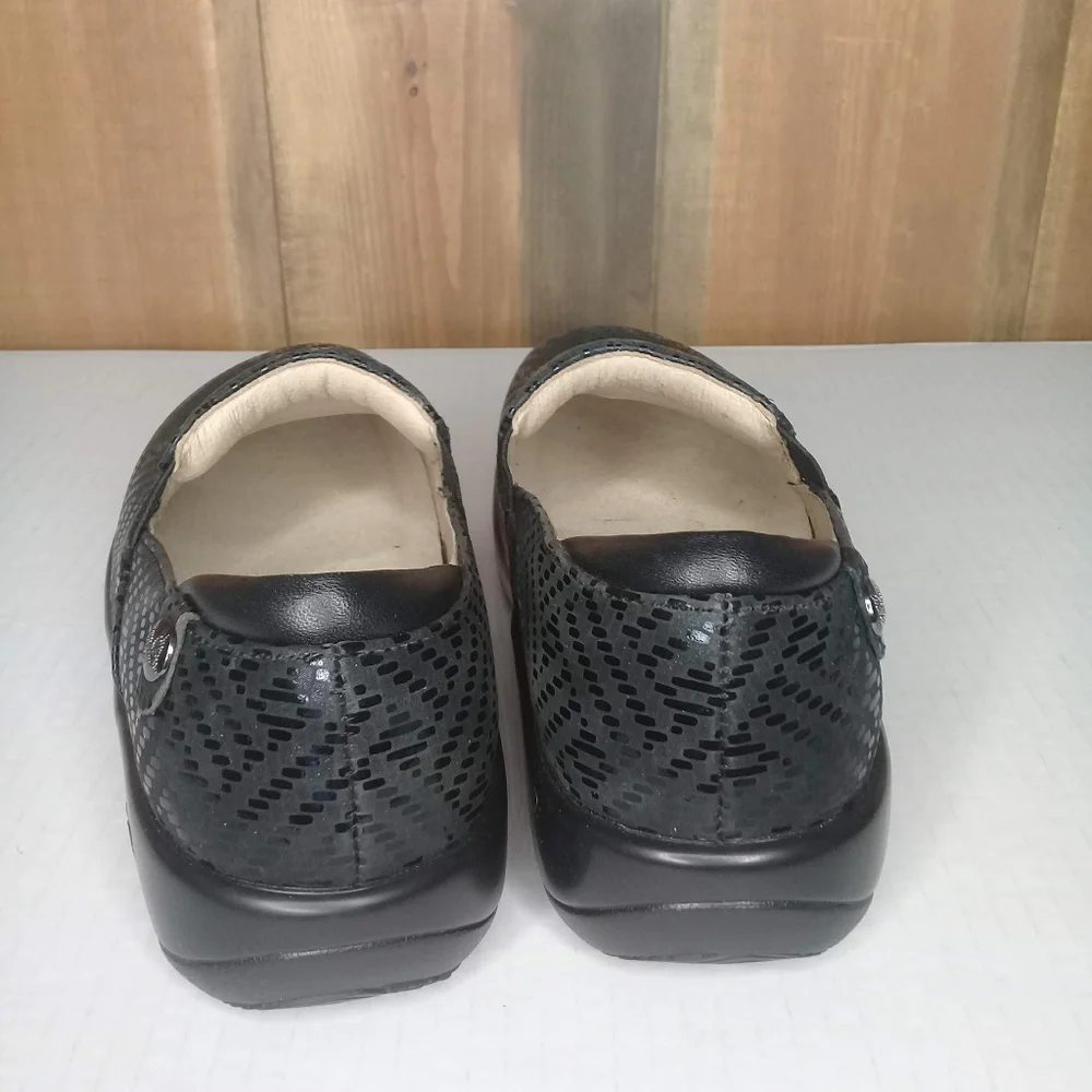 Alegria Keli Pro Black Dazzler Geo Design Nursing Clog Slip On Sz 6.5 - Picture 7 of 10